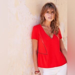 Sezane Coral Top with Cutout sz 36 (US 4)